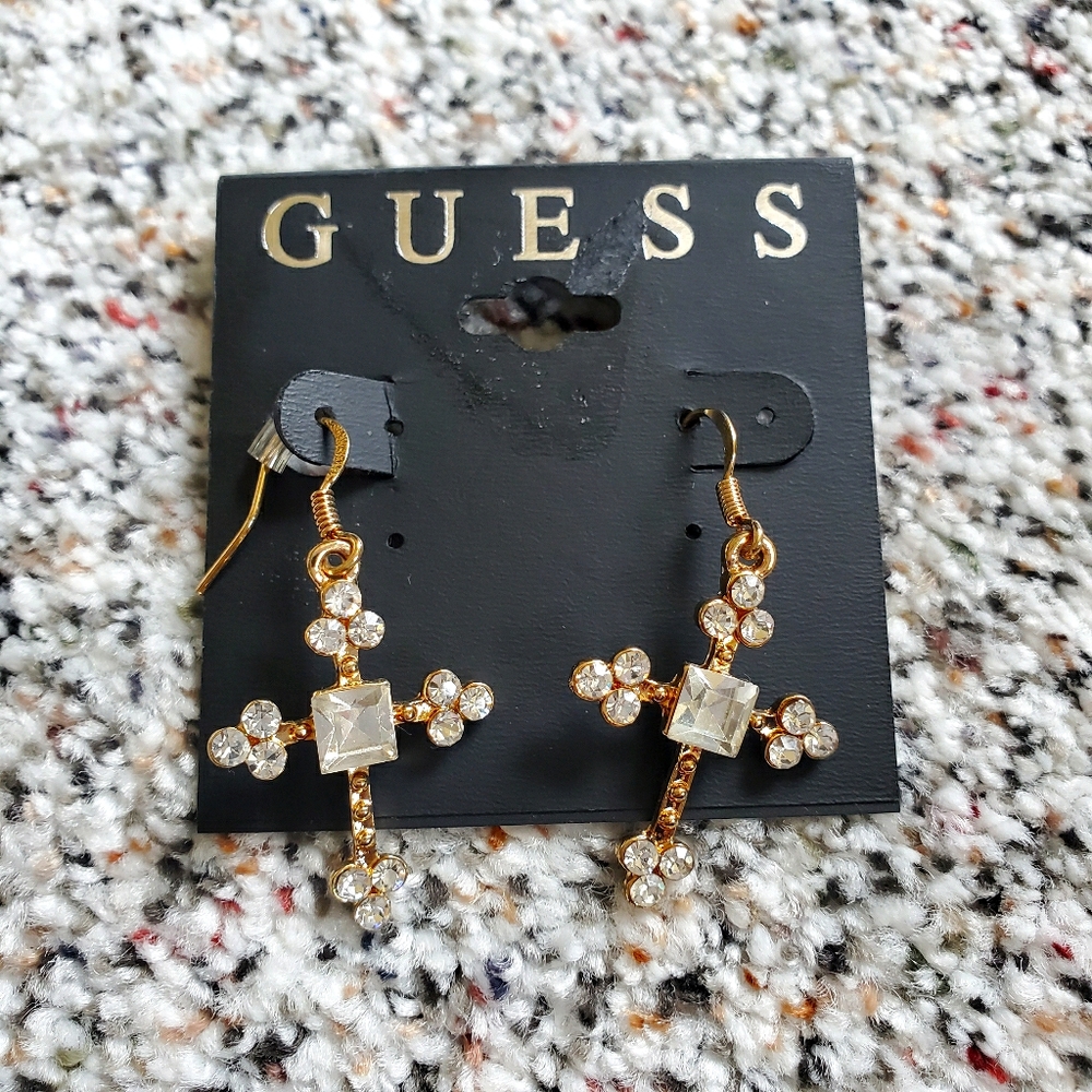 Guess Gold Cross Earrings